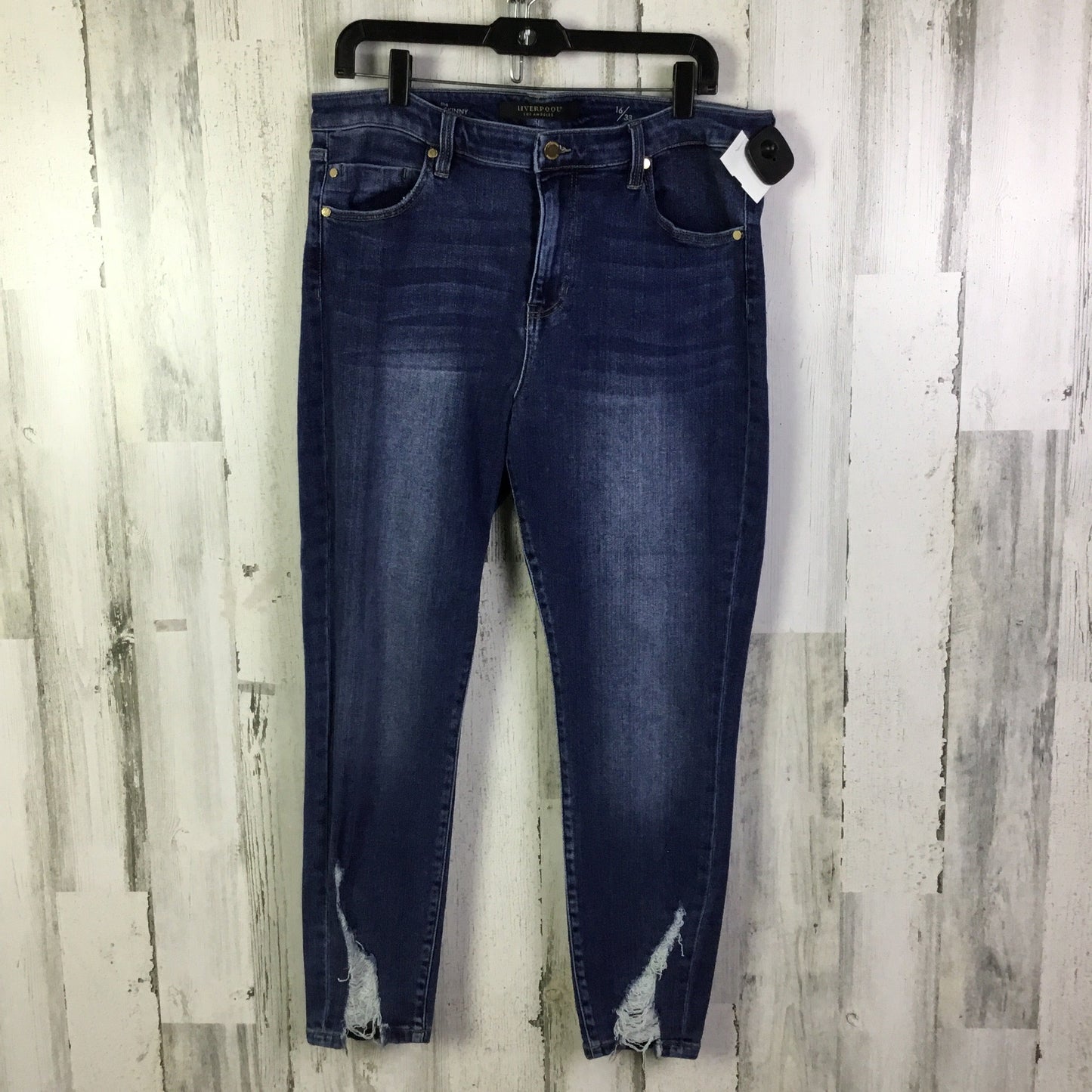 Jeans Skinny By Liverpool In Blue Denim, Size: 16