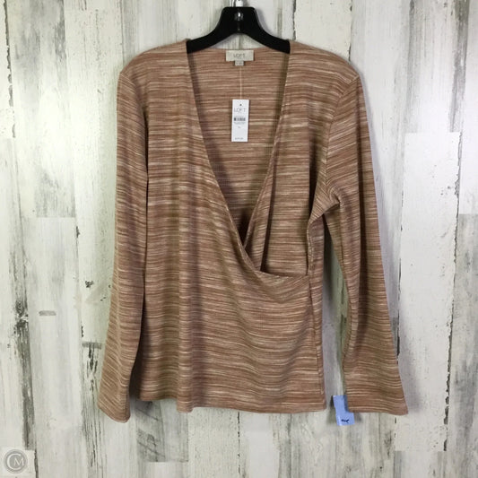Top Long Sleeve By Loft In Brown & Pink, Size: Xl