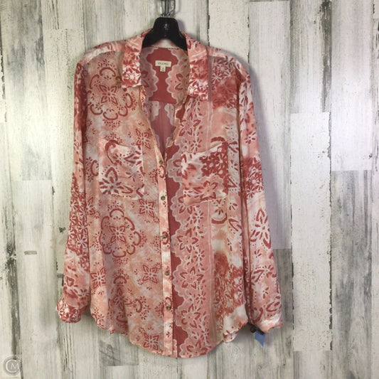 Blouse Long Sleeve By Pilcro In Pink, Size: M