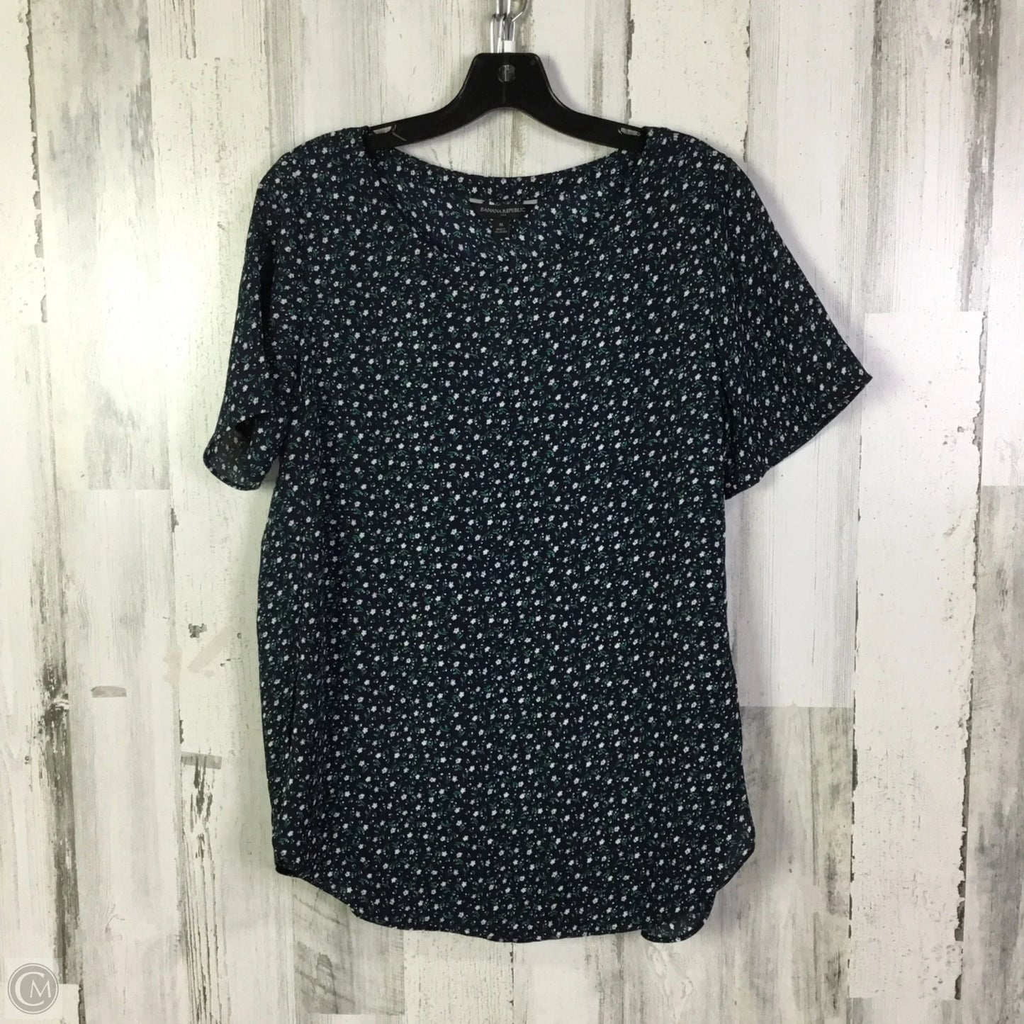 Blouse Short Sleeve By Banana Republic In Navy, Size: M