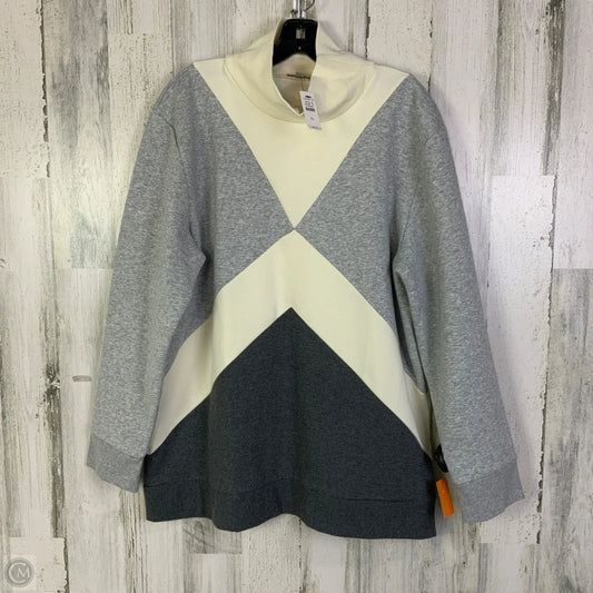 Sweatshirt Collar By Talbots In Cream & Grey, Size: Xl