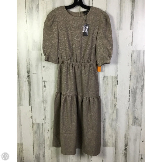 casual taupe dress Laney Taupe Striped Casual Midi Dress
