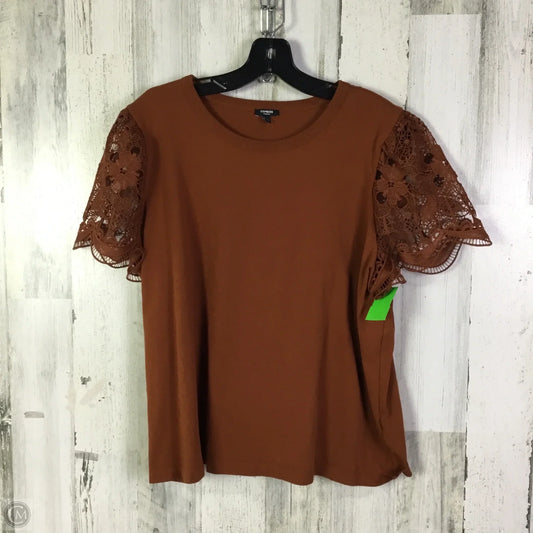 Top Short Sleeve By Express In Brown, Size: Xl