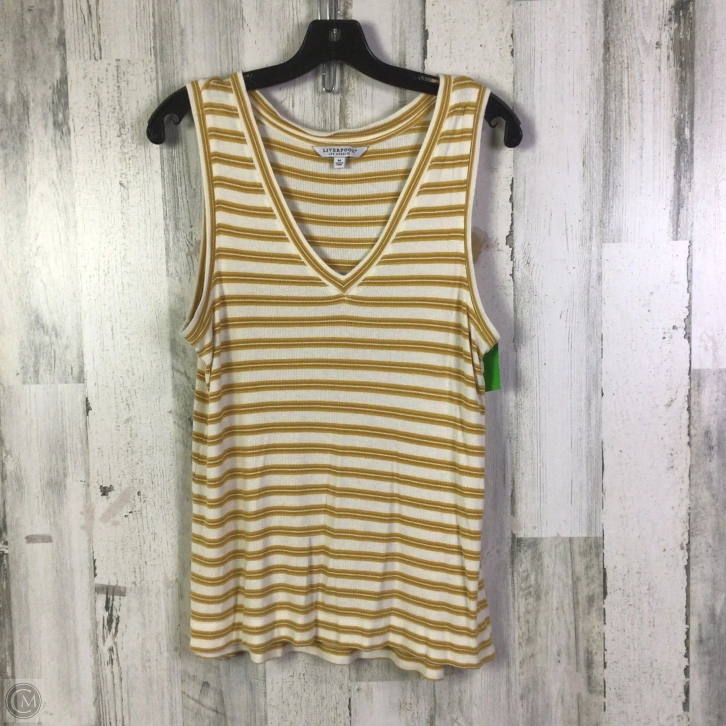 Top Sleeveless Basic By Liverpool In Cream & Yellow, Size: M