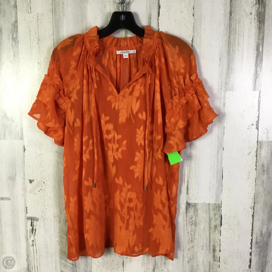 Blouse Short Sleeve By Chicos In Orange, Size: Xl