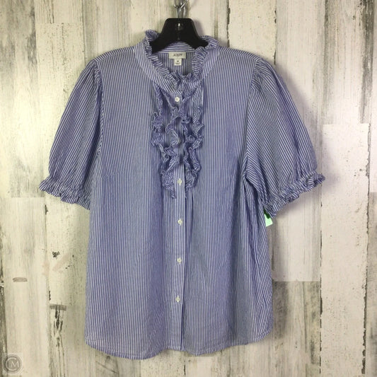 Top Short Sleeve By J. Crew In Blue & White, Size: M