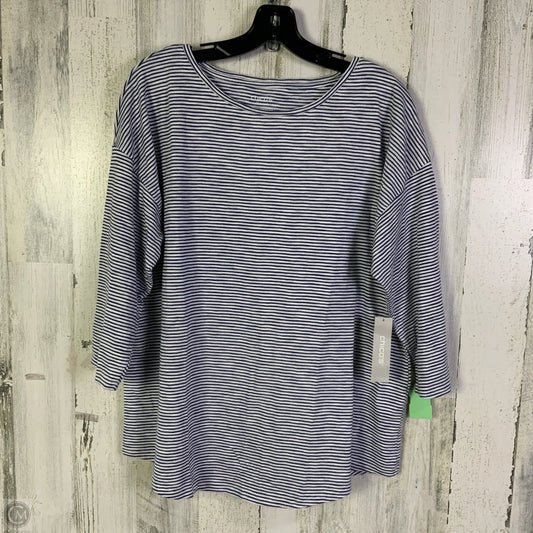 Top 3/4 Sleeve Basic By Chicos In Blue & White, Size: L