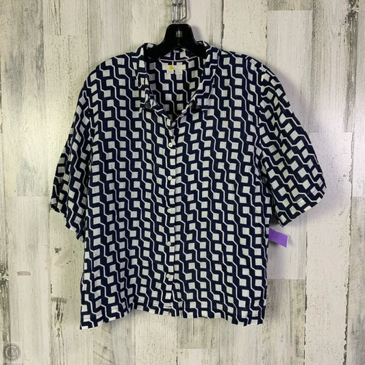 Blouse Short Sleeve By Boden In Blue & White, Size: Xl