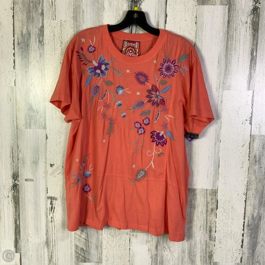 Top Short Sleeve By Johnny Was In Orange, Size: L