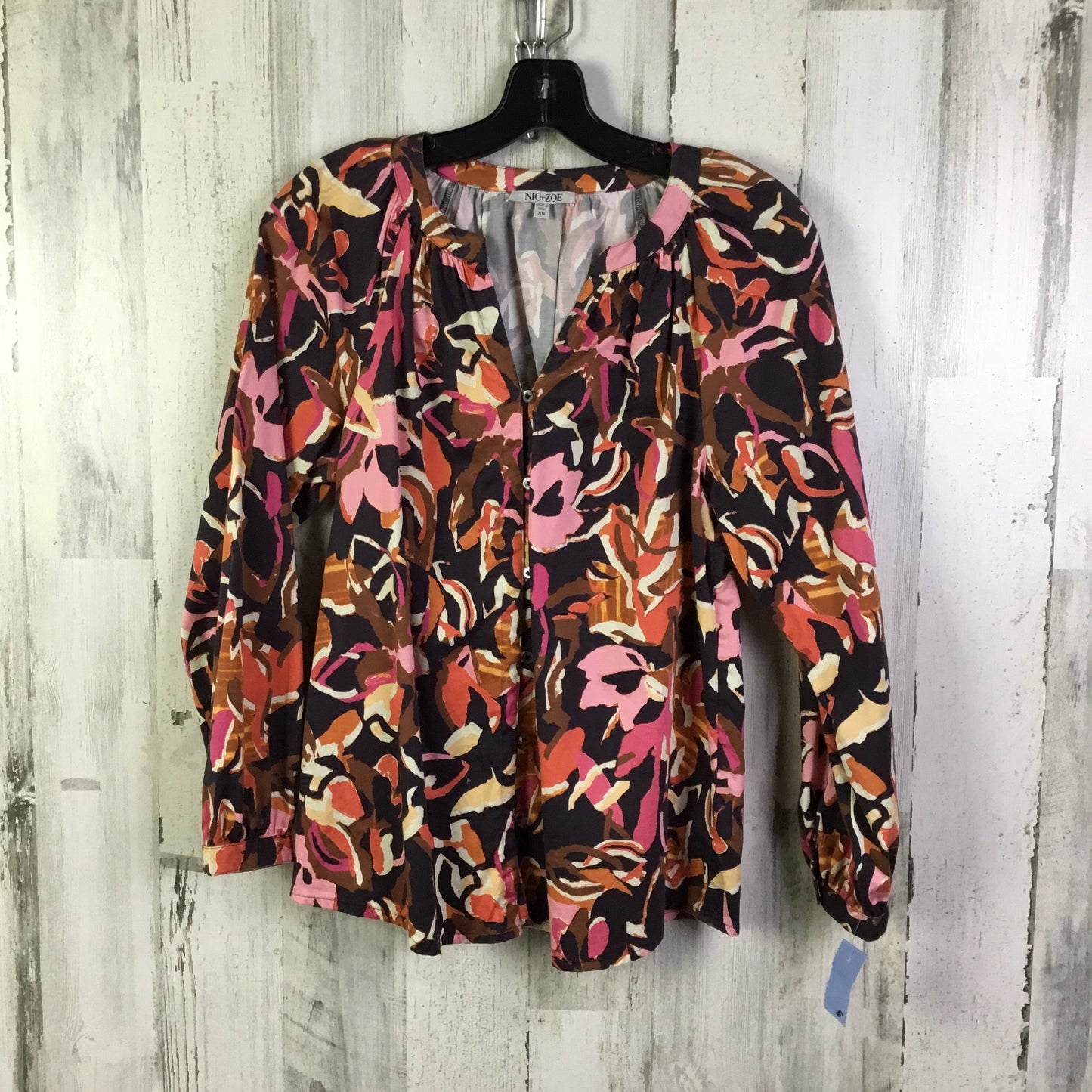 Top Long Sleeve By Nic + Zoe In Multi-colored, Size: Xs