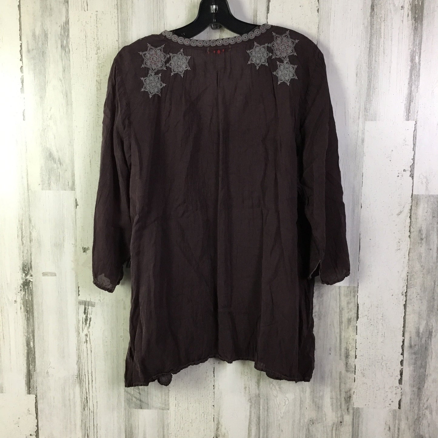 Blouse 3/4 Sleeve By Johnny Was In Purple, Size: Xl