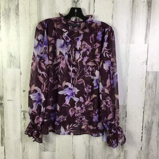 Blouse Long Sleeve By White House Black Market In Purple, Size: M