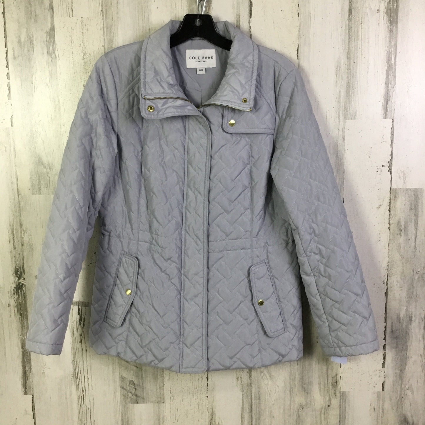 Coat Puffer & Quilted By Cole-haan In Silver, Size: M