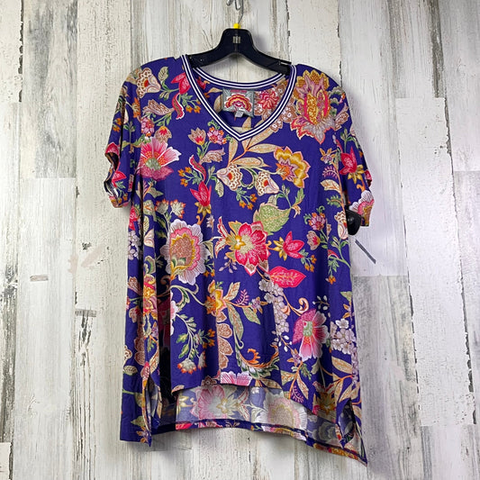 Top Short Sleeve By Johnny Was In Navy, Size: L