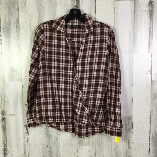 Top Long Sleeve By Madewell In Red & White, Size: S