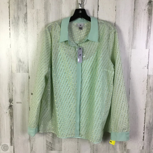 Blouse Long Sleeve By Worthington In Green, Size: Xl