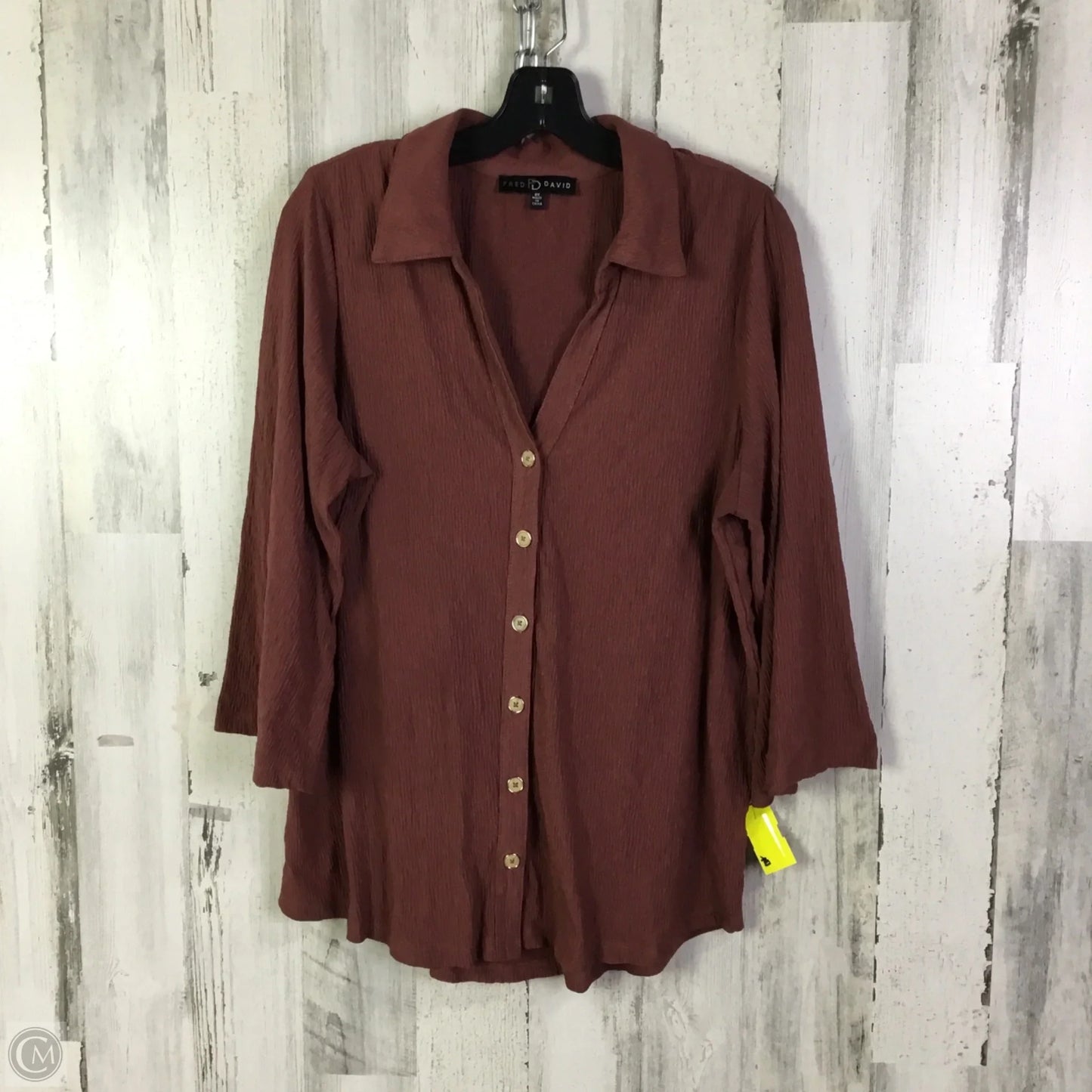 Top 3/4 Sleeve By Fred David In Red, Size: 2x