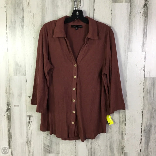 Top 3/4 Sleeve By Fred David In Red, Size: 2x