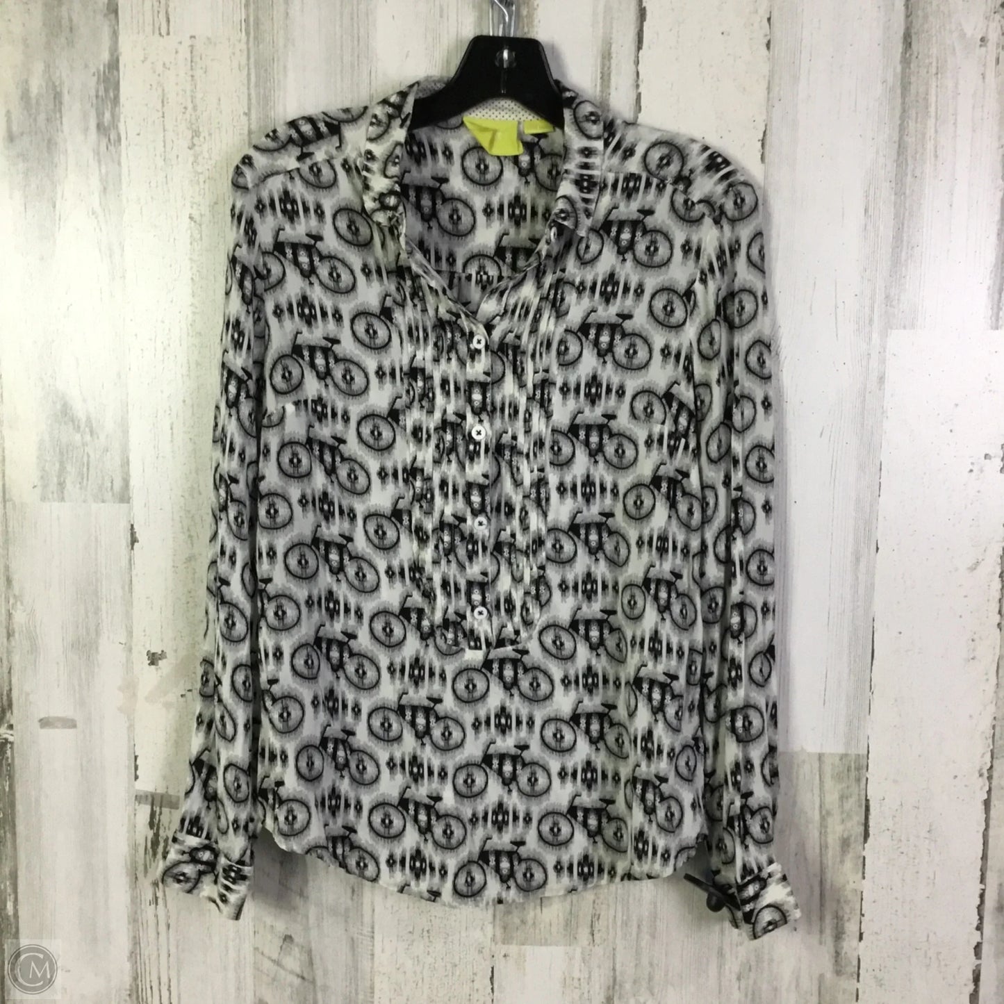 Blouse Long Sleeve By Maeve In Black & White, Size: S
