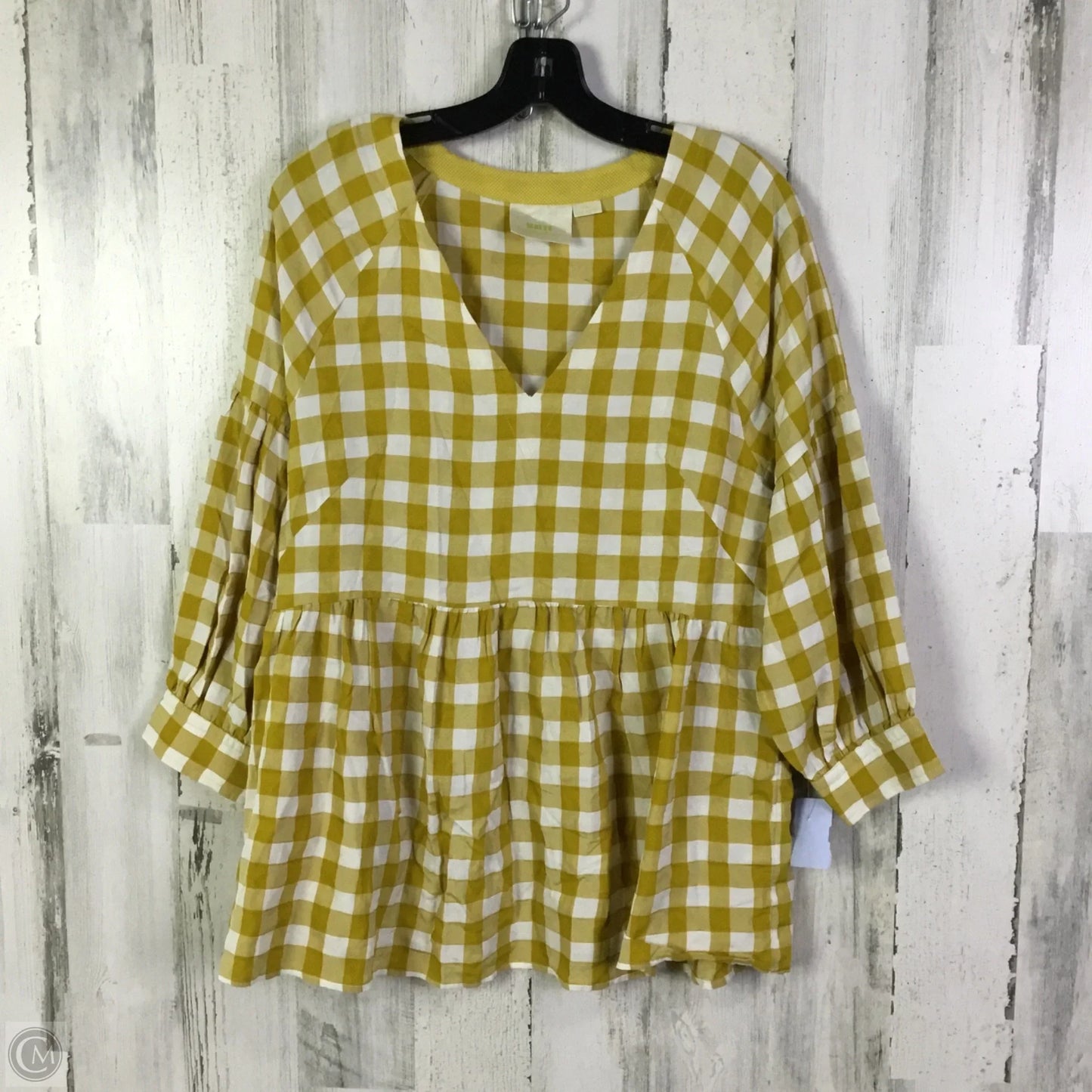 Top 3/4 Sleeve By Maeve In White & Yellow, Size: Xs