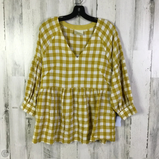 Top 3/4 Sleeve By Maeve In White & Yellow, Size: Xs