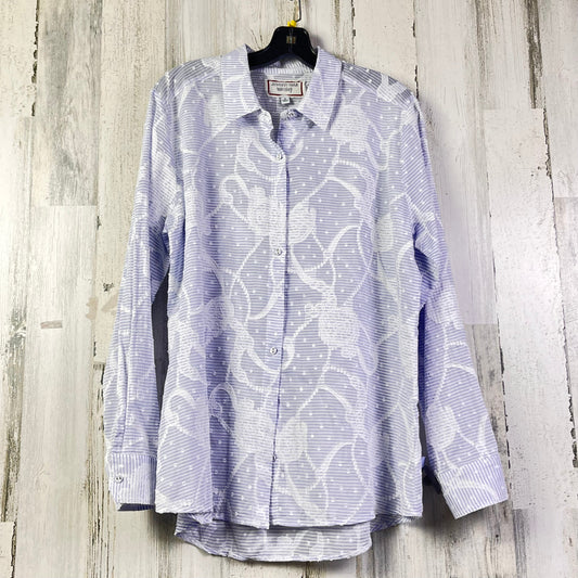 Blouse Long Sleeve By Johnny Was In Blue & White, Size: S