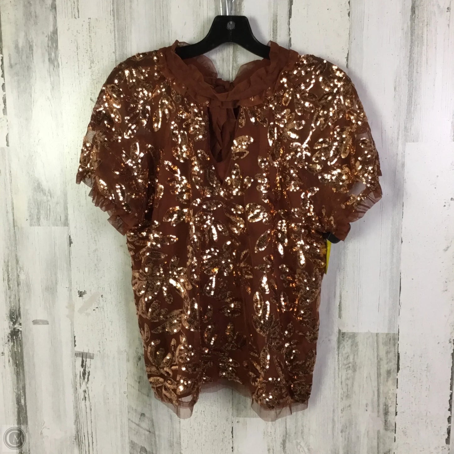 Blouse Short Sleeve By Anthropologie In Orange, Size: M