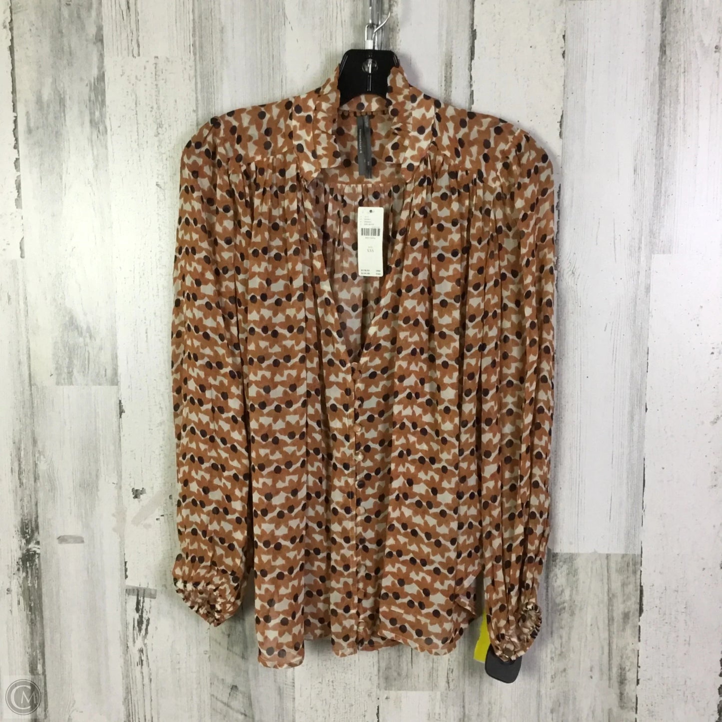Blouse Long Sleeve By Anthropologie In Orange, Size: Xxs