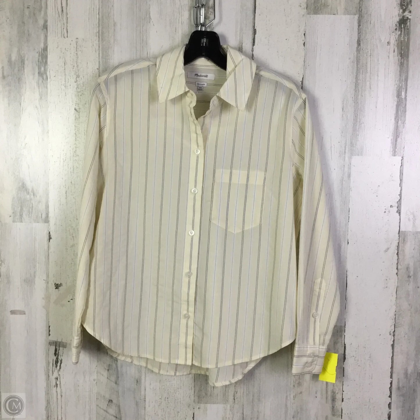 Top Long Sleeve By Madewell In Yellow, Size: Xxs