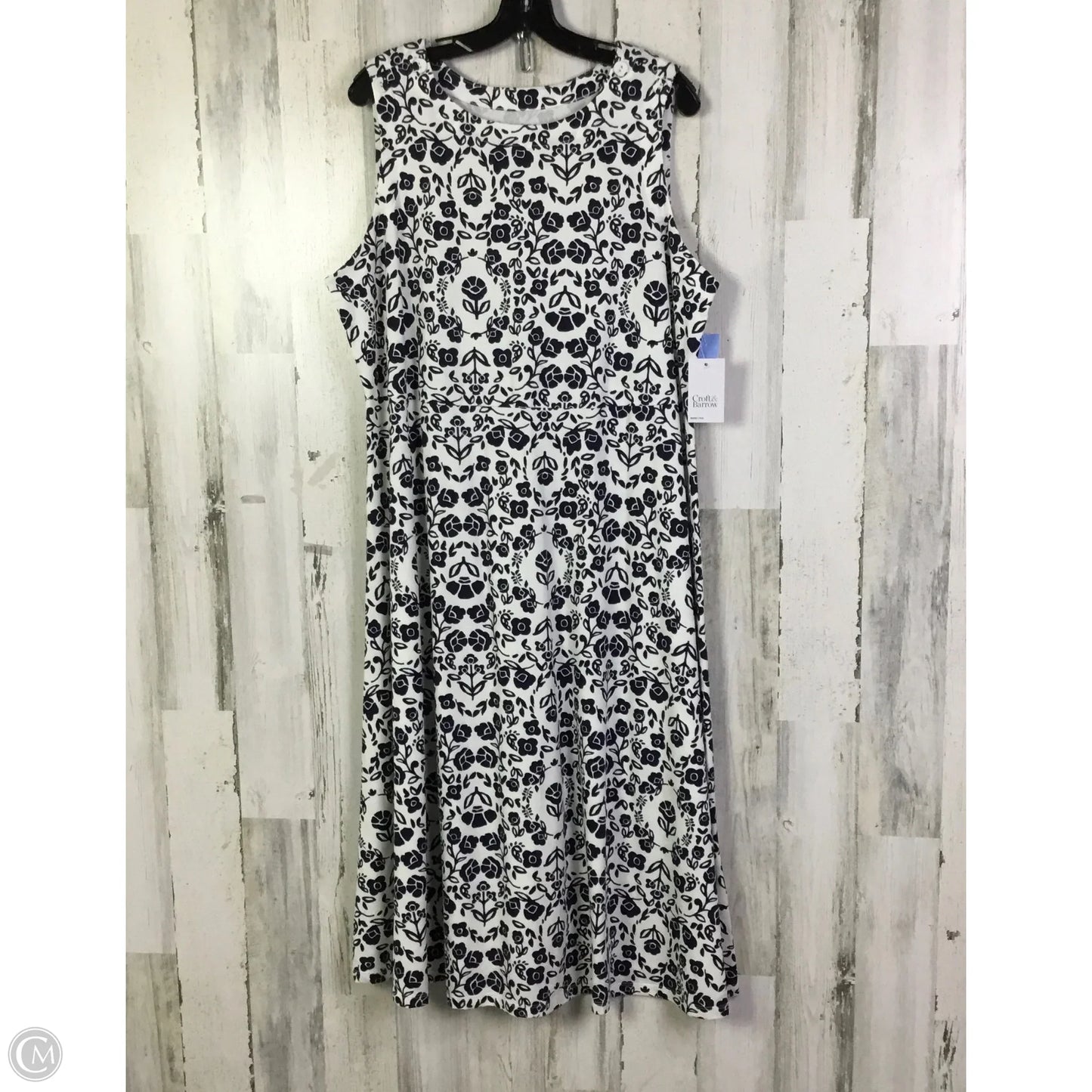 Dress Casual Maxi By Croft And Barrow In Blue & White, Size: 1x