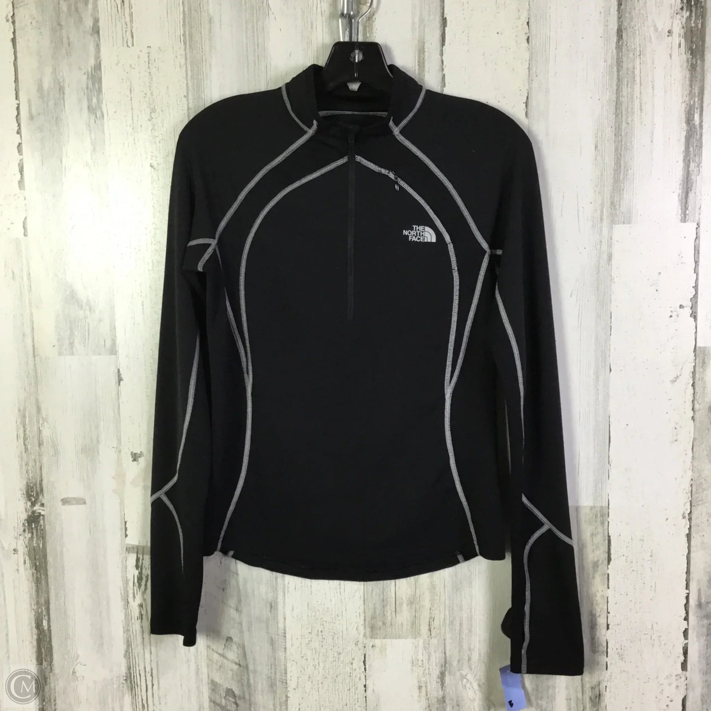 Athletic Top Long Sleeve Collar By The North Face In Black, Size: S