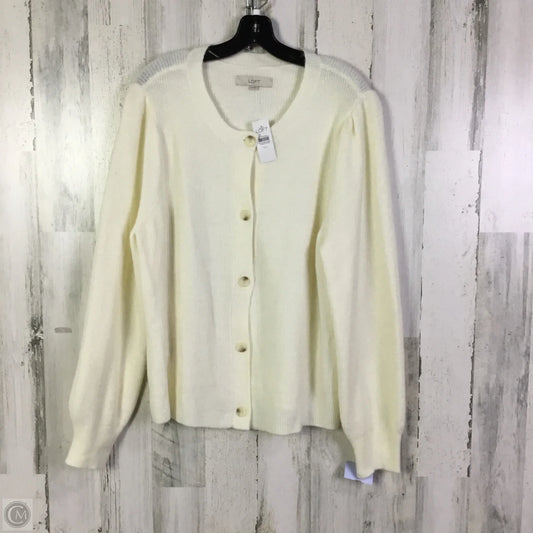 Sweater Cardigan By Loft In Cream, Size: Xxl