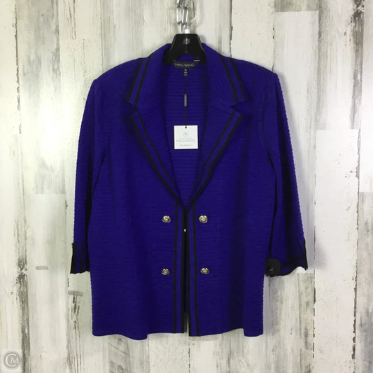 Cardigan By Ming Wang In Blue, Size: Xl