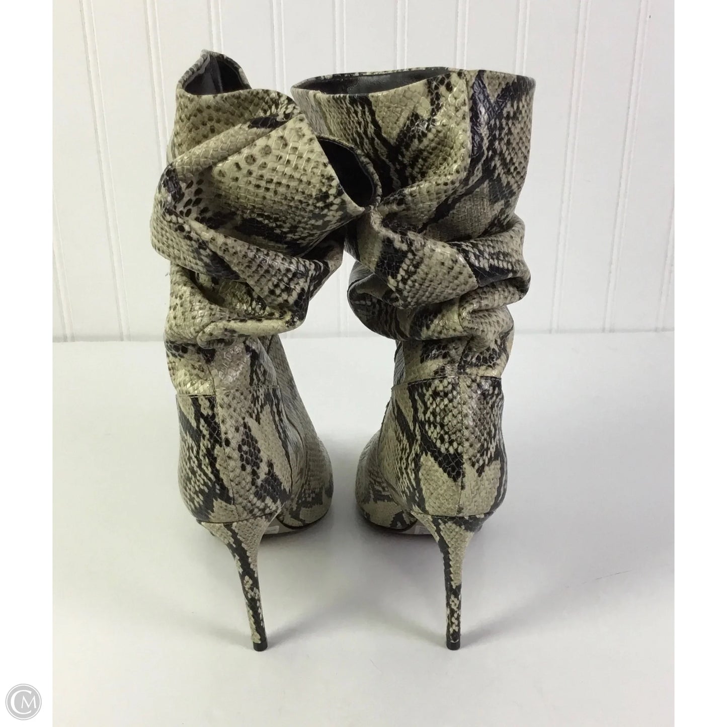 Boots Mid-calf Heels By Schutz In Snakeskin Print, Size: 8