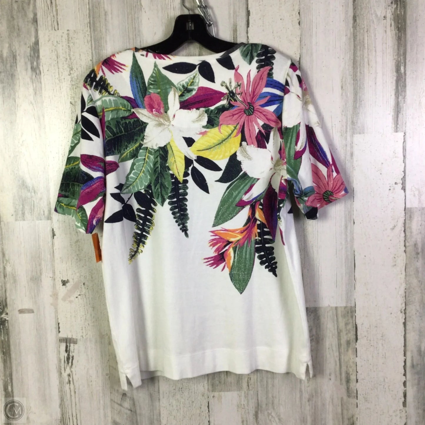 Top Short Sleeve Basic By Chicos In White, Size: L