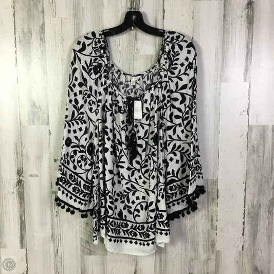 Top Long Sleeve By Cato In Black & White, Size: 2x