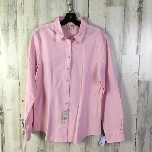 Blouse Long Sleeve By Brooks Brothers In Pink, Size: L