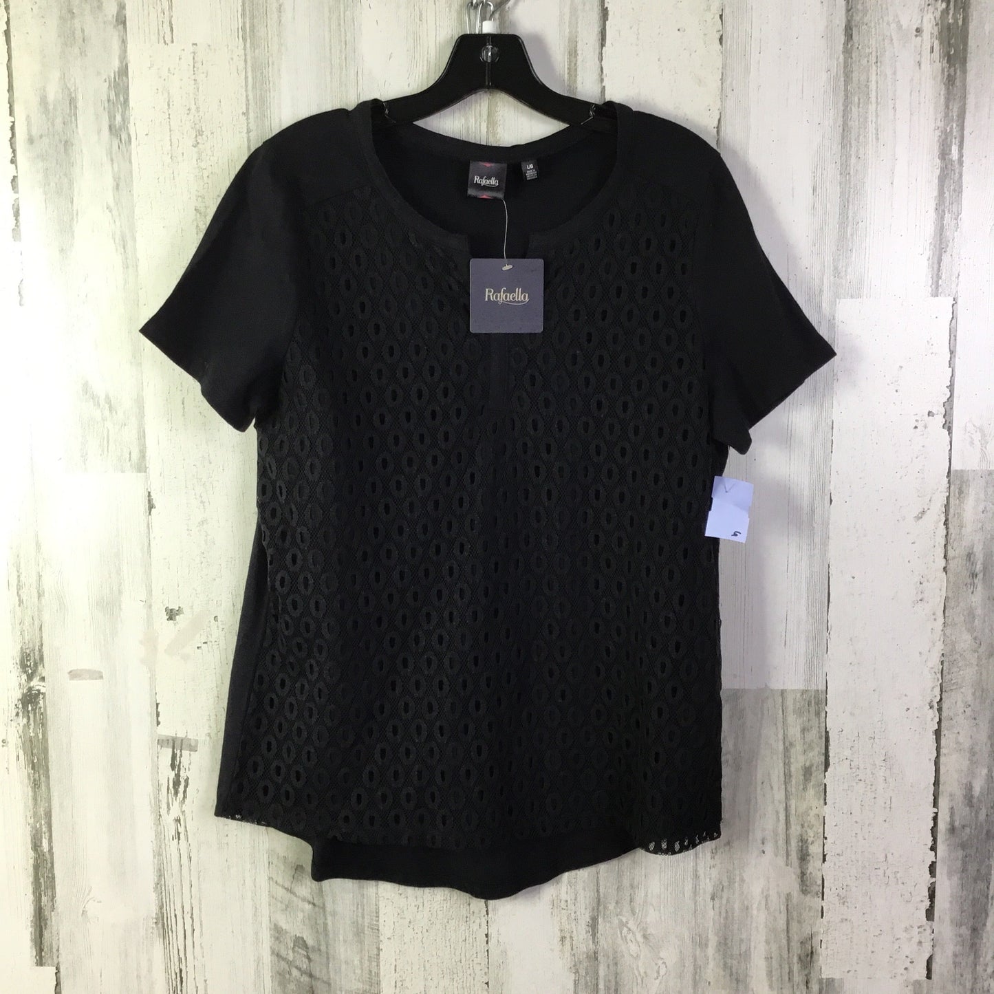 Top Short Sleeve By Rafaella In Black, Size: L