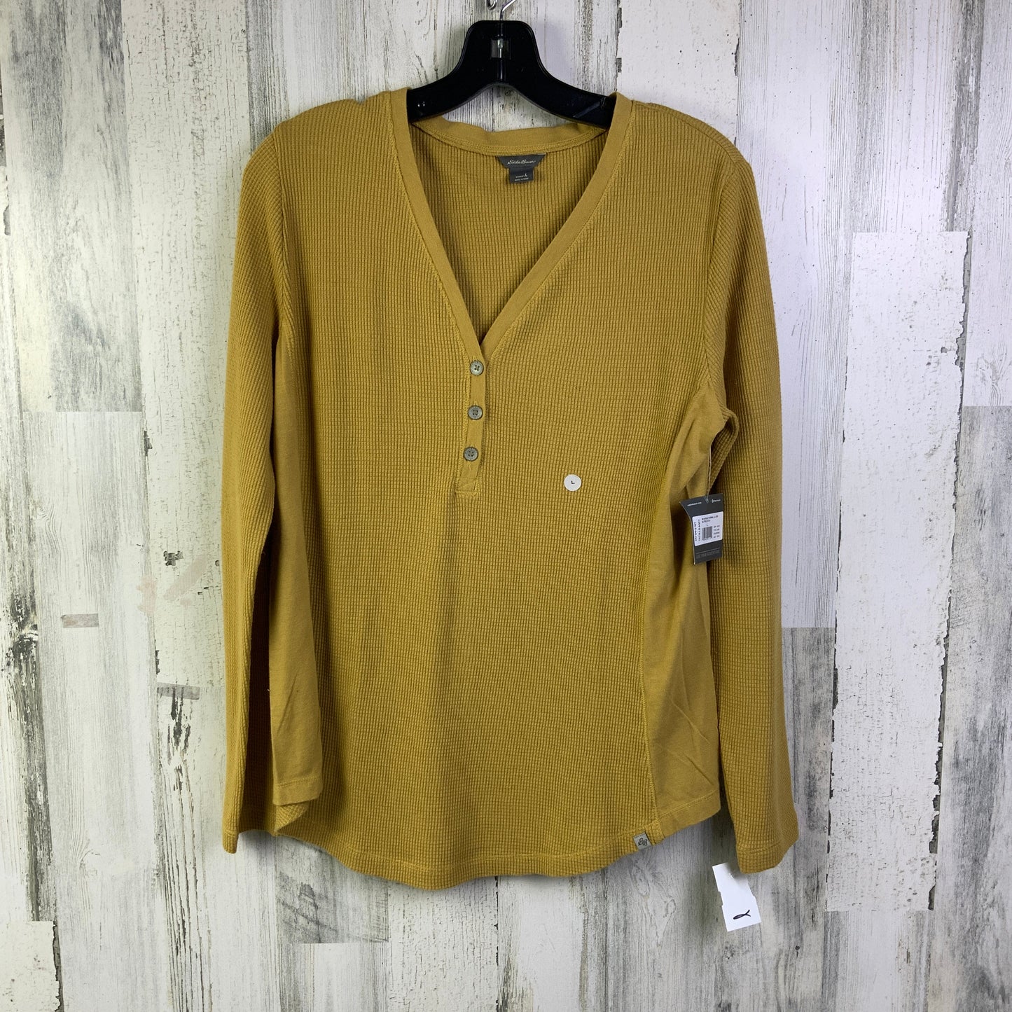 Top Long Sleeve Basic By Eddie Bauer In Yellow, Size: L