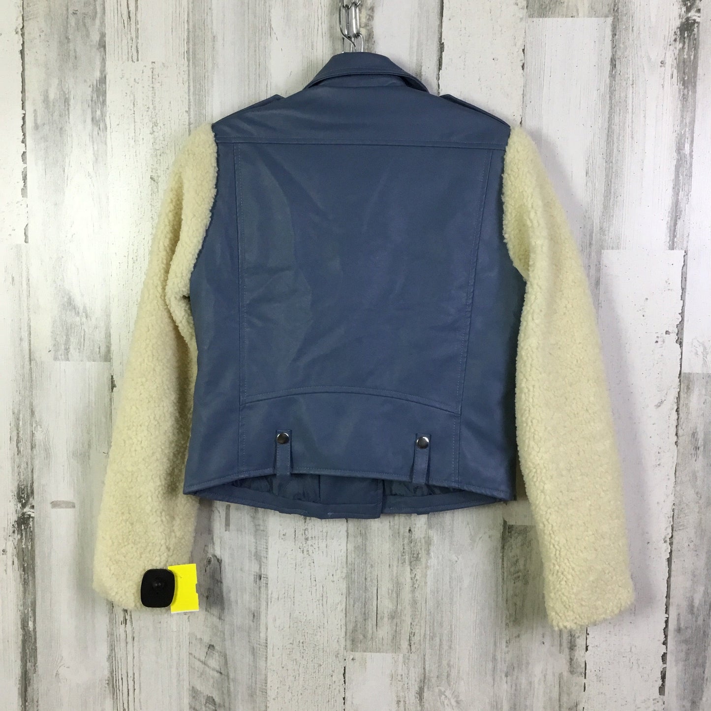 Jacket Moto By Love Tree In Blue & Cream, Size: S