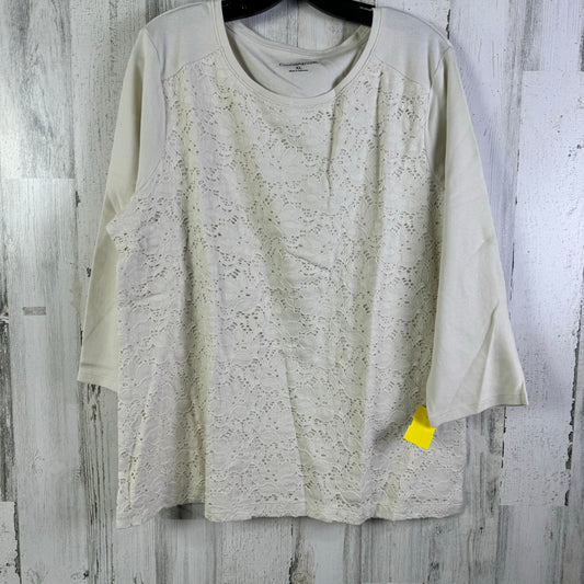 Top 3/4 Sleeve Basic By Croft And Barrow In Cream, Size: Xl