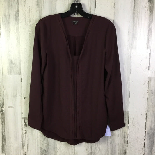 Blouse Long Sleeve By Ann Taylor In Maroon, Size: Xs