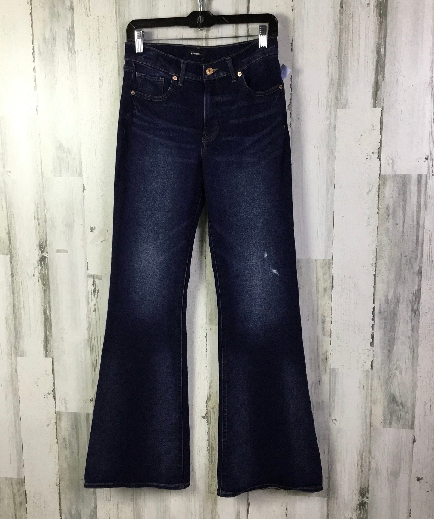 Jeans Flared By Express In Blue Denim, Size: 4