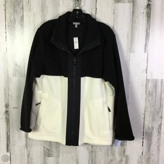 Jacket Fleece By Talbots In Black & Cream, Size: 1x