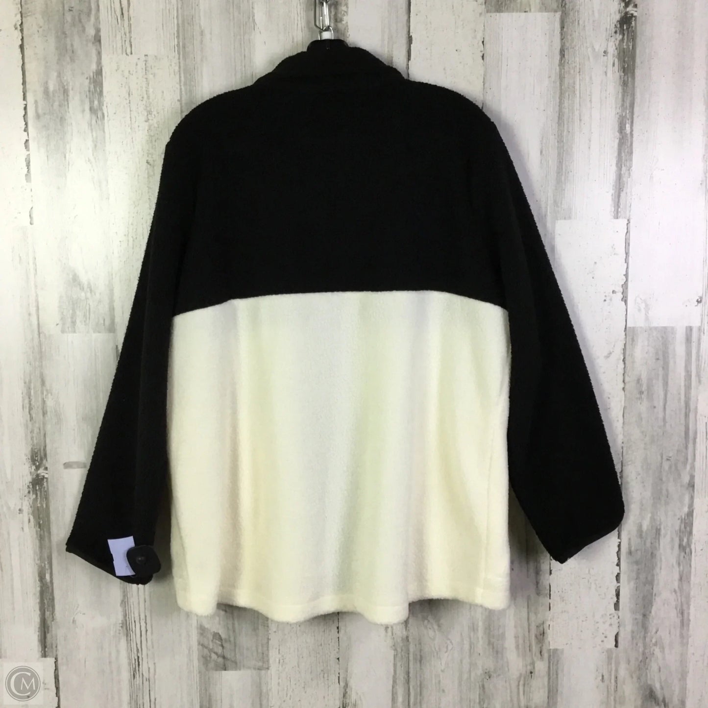 Jacket Fleece By Talbots In Black & Cream, Size: 1x