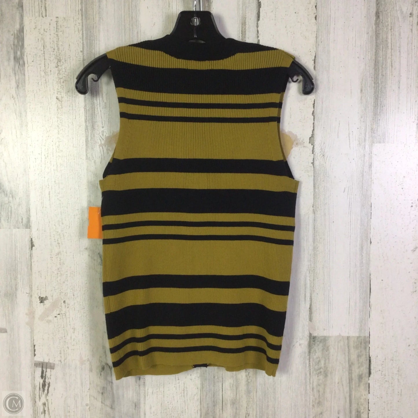 Vest Sweater By Who What Wear In Black & Yellow, Size: L