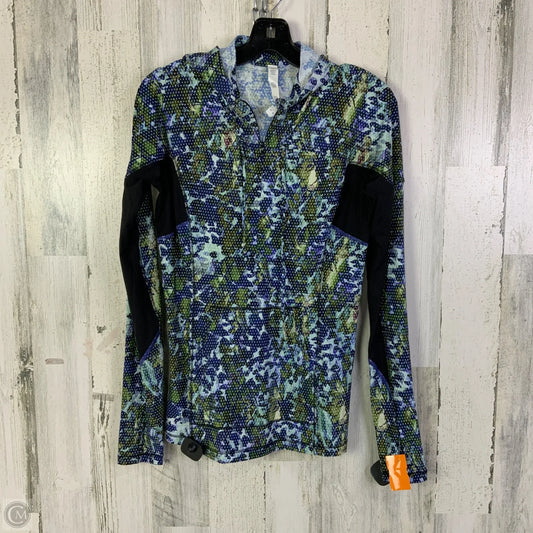 Athletic Top Long Sleeve Hoodie By Lululemon In Blue & Green, Size: 8