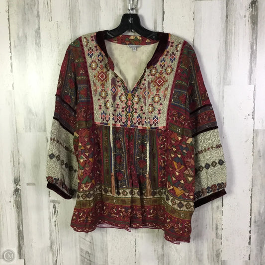 Top 3/4 Sleeve By John Mark In Red, Size: M