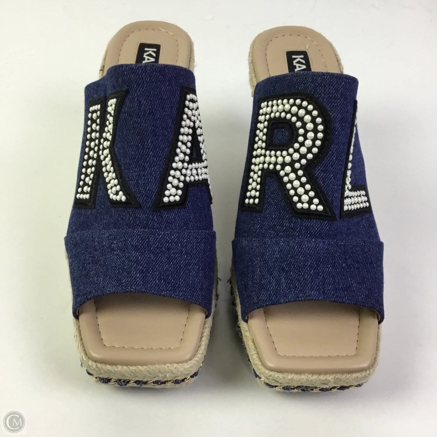 Sandals Designer By Karl Lagerfeld In Blue Denim, Size: 8