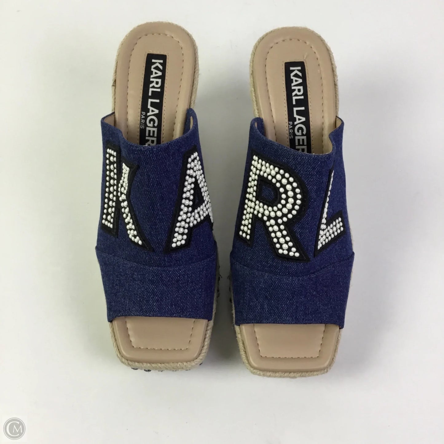 Sandals Designer By Karl Lagerfeld In Blue Denim, Size: 8